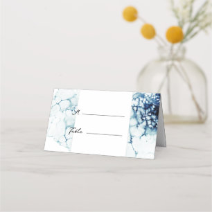Carte De Placement Mariage de destination nautique bleu plié