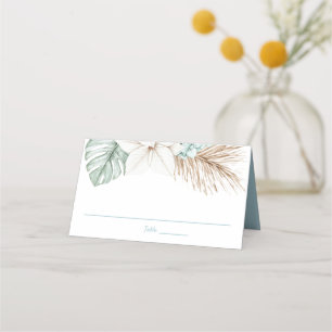 Carte De Placement Mariage de destination plage   Feuilles tropicaux
