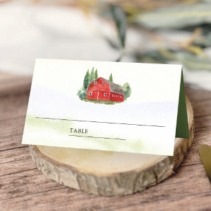 Carte De Placement Mariage de ferme rustique à l'aquarelle rouge gran