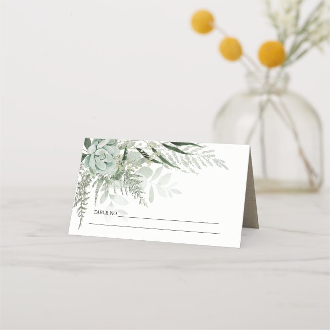 Carte De Placement Mariage de feuillage Succulent de la fougère verte (Dos)