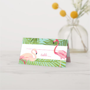 Carte De Placement Mariage de Flamant rose rose tropical