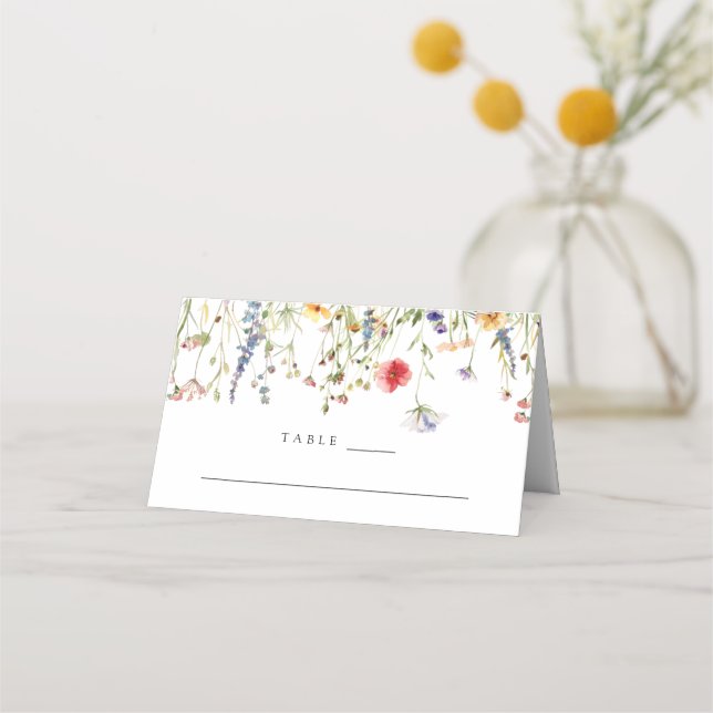 Carte De Placement Mariage de Fleur de Champ Coloré Bohème (Devant)