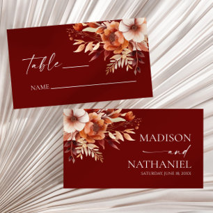 Carte De Placement Mariage de fleurs Brown rouillées de Bourgogne