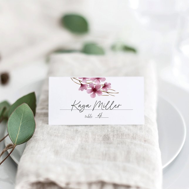 Carte De Placement Mariage de fleurs de cerisier d'aquarelle (Créateur téléchargé)