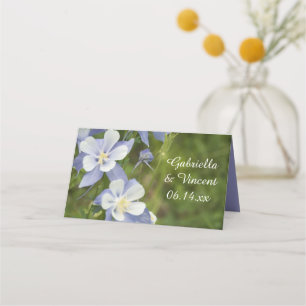 Carte De Placement Mariage de fleurs de colonne bleue