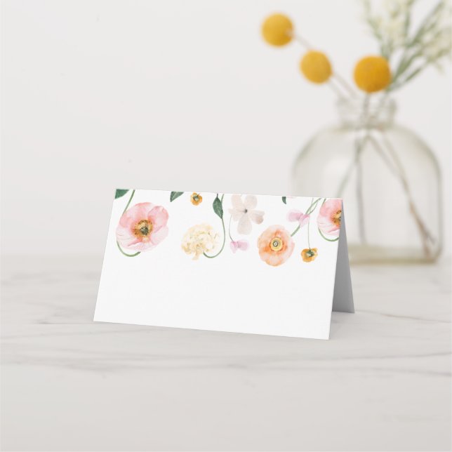 Carte De Placement Mariage de fleurs de pavot rose (Devant)
