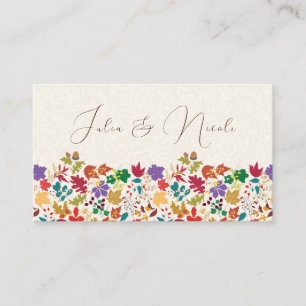 Carte De Placement Mariage de fleurs de prés pourpre jaune moutarde d