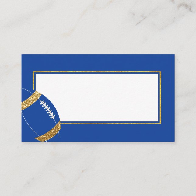 Carte De Placement Mariage de football bleu et or (Devant)