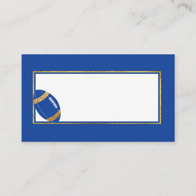 Carte De Placement Mariage de football bleu et or (Devant)