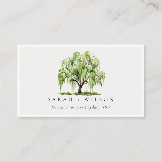 Carte De Placement Mariage de la ferme d'arbre sauvage rustique vert  (Devant)