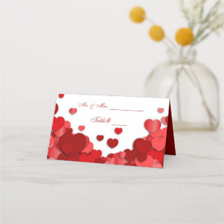 Carte De Placement Mariage de la Saint-Valentin Cœurs Rouges Beaux