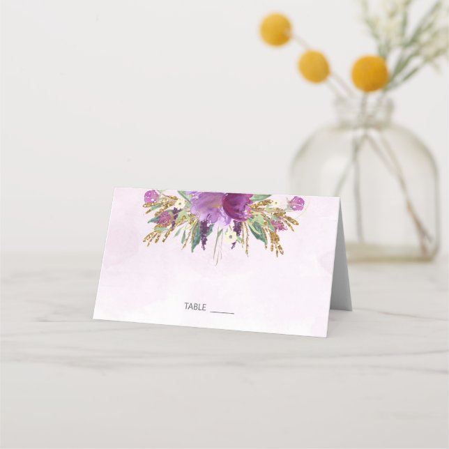 Carte De Placement Mariage de lavande or et violet (Devant)
