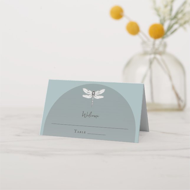 Carte De Placement Mariage de libellules turquoise (Devant)