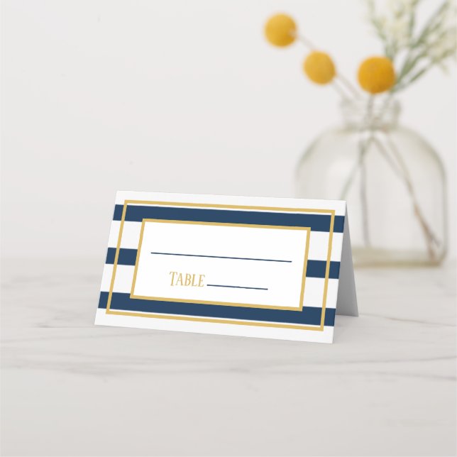 Carte De Placement Mariage de l'or et de la marine (Devant)
