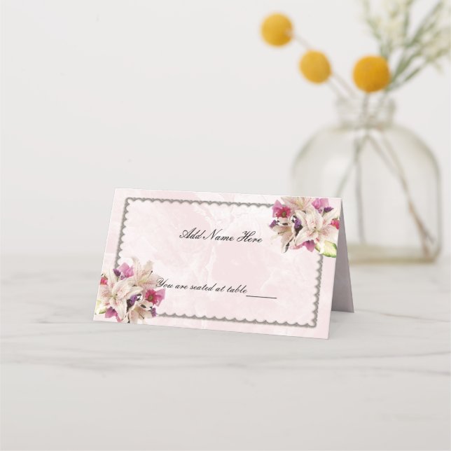 Carte De Placement Mariage de marbre rose Lily (Devant)