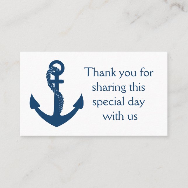 Carte De Placement Mariage de Merci Ancre bleu marine (Devant)