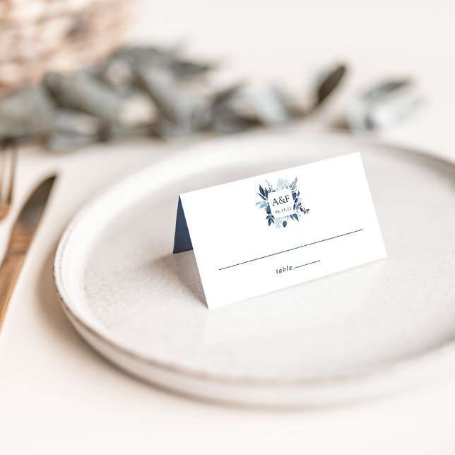 Carte De Placement Mariage de monogramme d'azur sauvage (Créateur téléchargé)