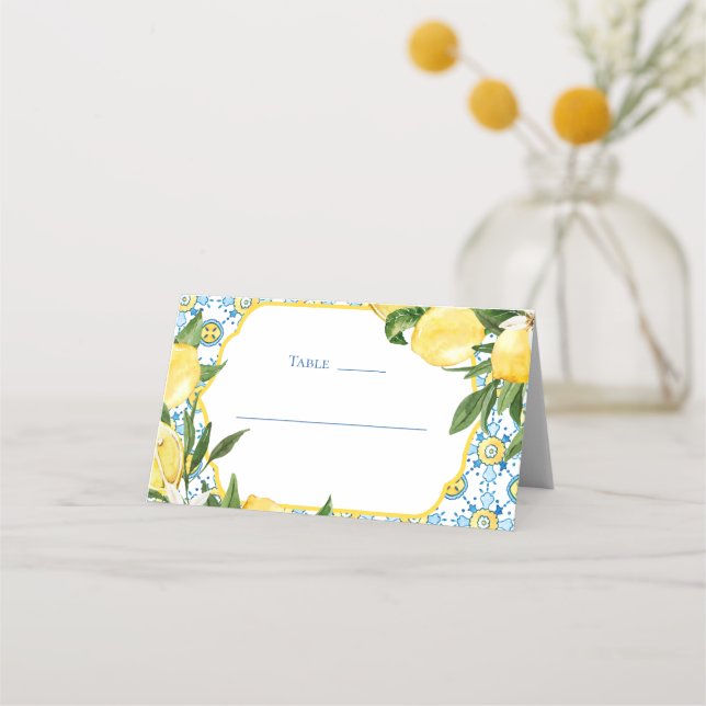 Carte De Placement Mariage de Monogramme Tropical Méditerranéen (Devant)