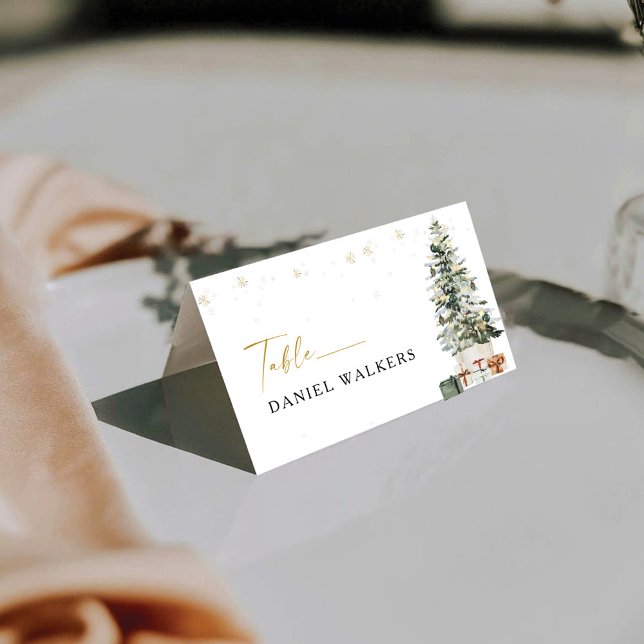 Carte De Placement Mariage de Noël Pine Tree plié (Créateur téléchargé)