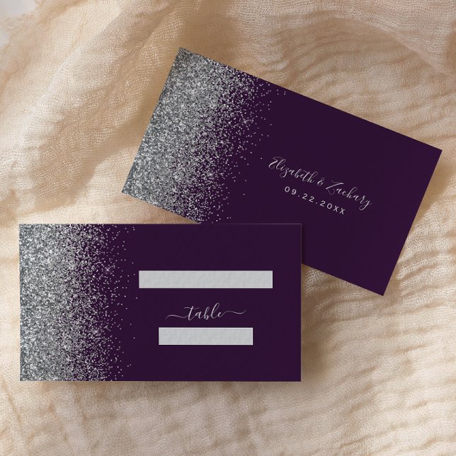 Carte De Placement Mariage de Parties scintillant moderne en argent f (Créateur téléchargé)