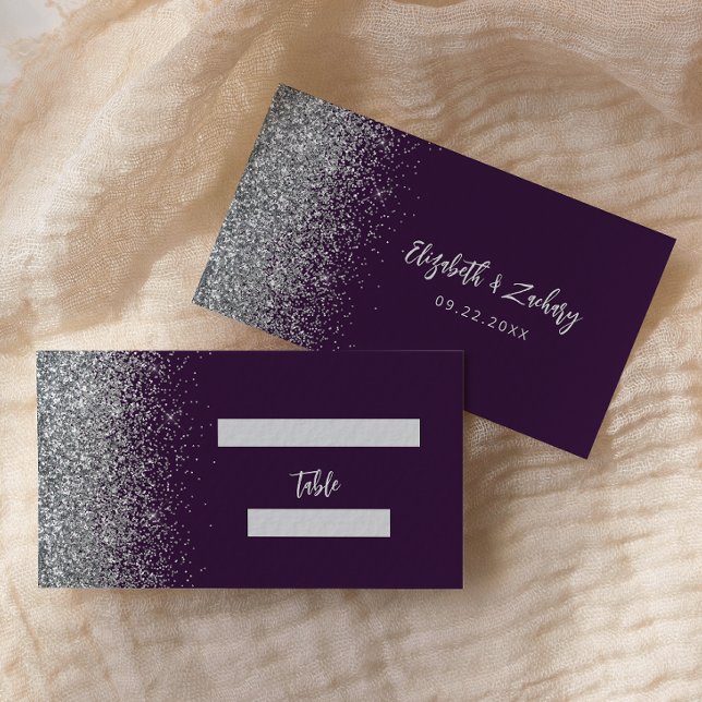 Carte De Placement Mariage de Parties scintillant moderne violet en a (Créateur téléchargé)
