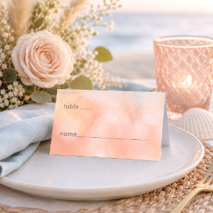 Carte De Placement Mariage de plage à l'aquarelle au coucher du solei