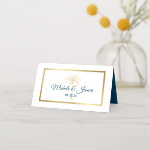 Carte De Placement Mariage de plage Tropical Metallic Gold Palm Tree