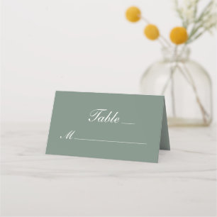 Carte De Placement Mariage de script blanc moderne Sage Green