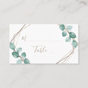 Carte De Placement Mariage de script Gold de l'Eucalyptus Watercolor 