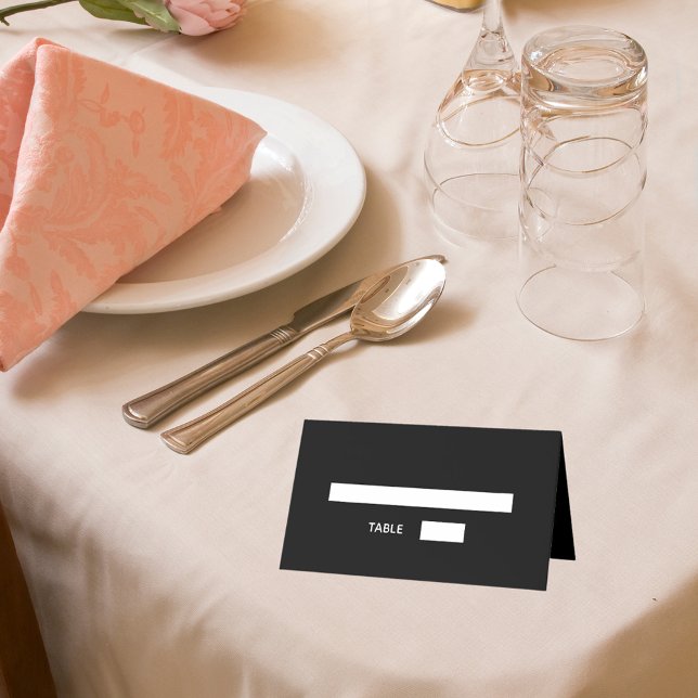 Carte De Placement Mariage de script noir blanc (Créateur téléchargé)