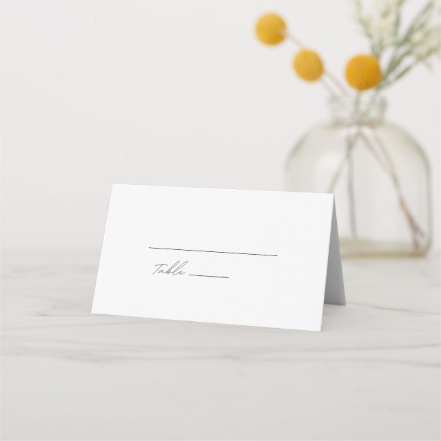 Carte De Placement mariage de script noir et blanc (Devant)