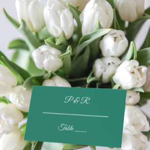 Carte De Placement Mariage de script simple Emerald Green