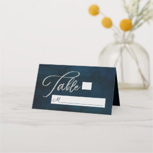 Carte De Placement Mariage de siège bleu foncé de la marine Luster