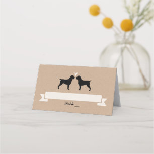 Carte De Placement Mariage de silhouettes de griffon À poils durs