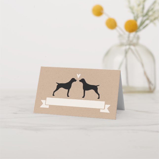 Carte De Placement Mariage de silhouettes de pointeur court allemand (Devant)