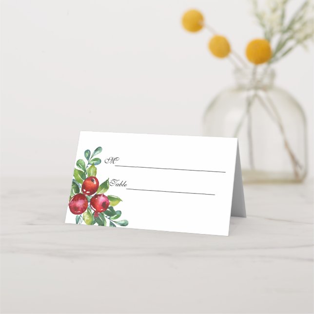 Carte De Placement Mariage de tiges d'aquarelle Berry (Devant)