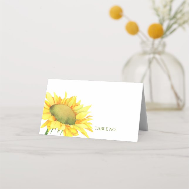 Carte De Placement Mariage de tournesol de campagne très simple (Devant)