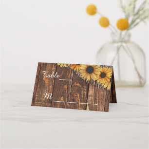 Carte De Placement Mariage de tournesol en bois rustique Numéro de ta
