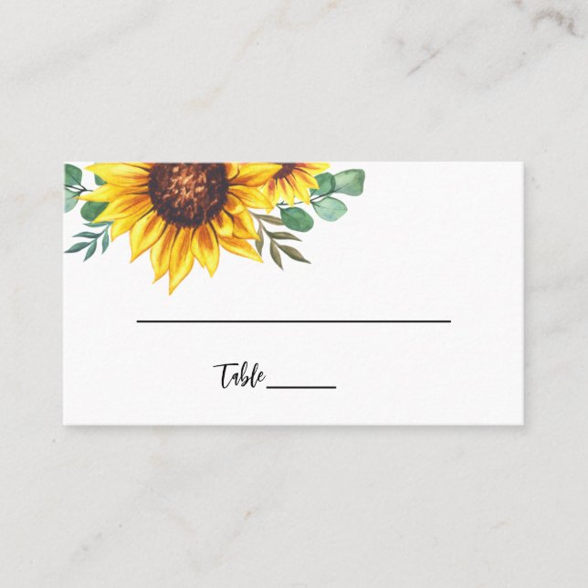 Carte De Placement Mariage de tournesol jaune moderne (Devant)