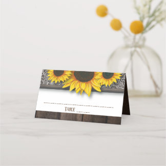 Carte De Placement Mariage de Tournesols Rustiques