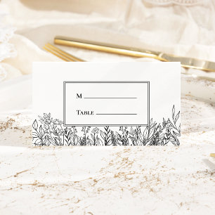 Carte De Placement Mariage de verdure blanche et noire pliée