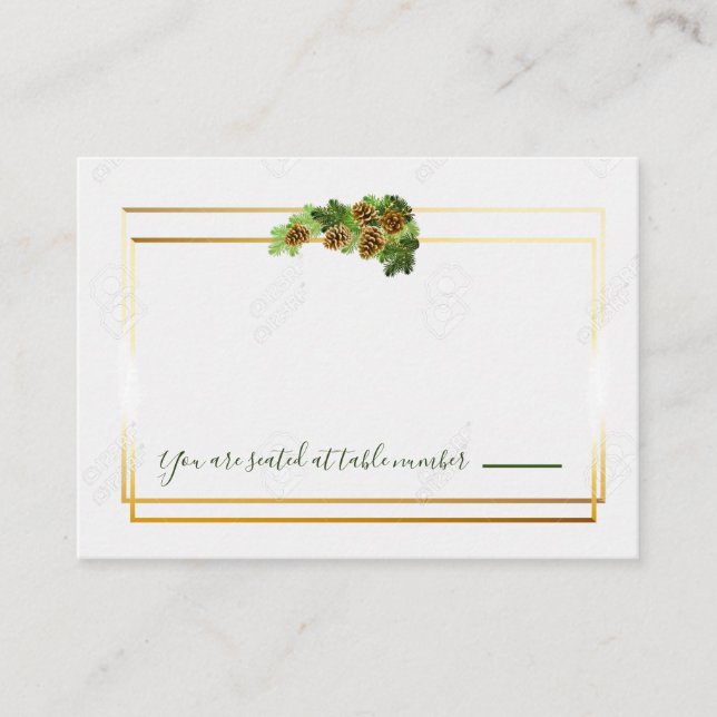 Carte De Placement Mariage des cônes de pin d'hiver (Devant)