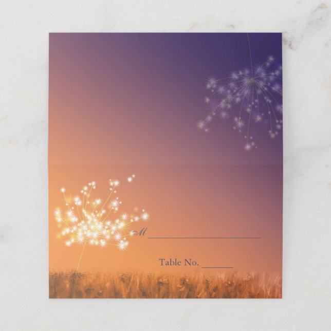 Carte De Placement Mariage des Dandelions Twilight (Extérieur déplié)