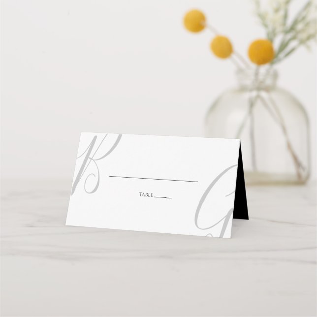Carte De Placement Mariage des initiales du monogramme noir et blanc (Devant)