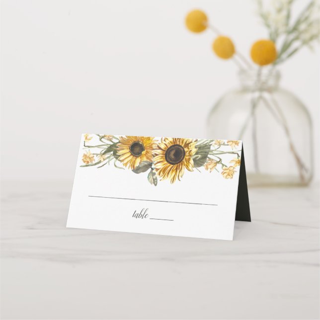 Carte De Placement Mariage des tournesols d'été (Devant)