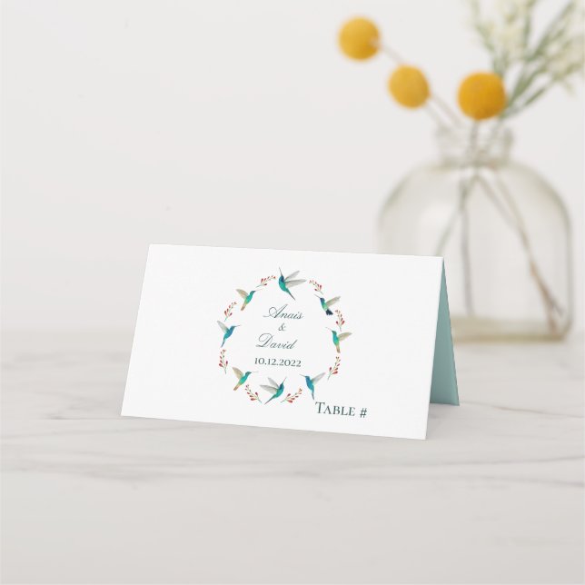 Carte De Placement Mariage d'été des colibris (Devant)