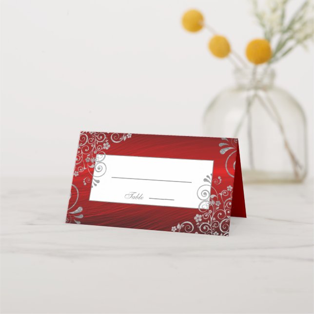 Carte De Placement Mariage d'hiver de l'automne rouge élégant (Devant)