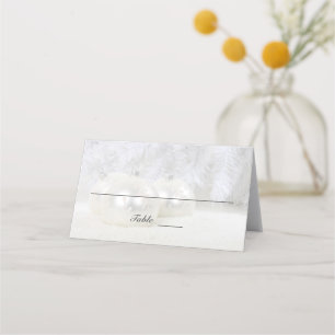 Carte De Placement Mariage d'hiver de Noël blanc   Plié personnalisé