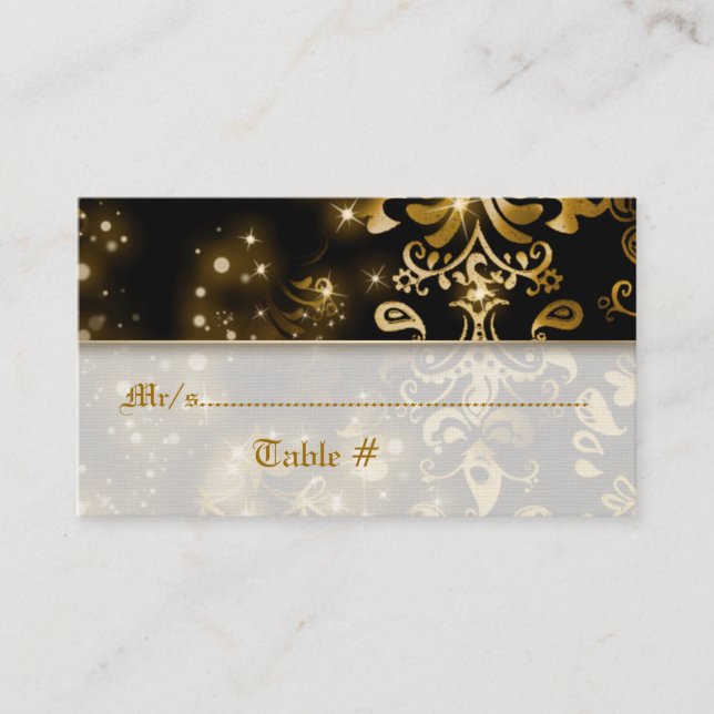 Carte De Placement Mariage d'hiver en or noir (Devant)