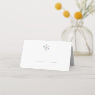 Carte De Placement Mariage d'hiver minimaliste flocon de neige bleu